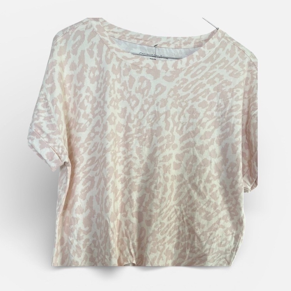NWTCalvin Klein Jeans Women's Pink Animal Print Tie Front T-Shirt CJST7745 Sm